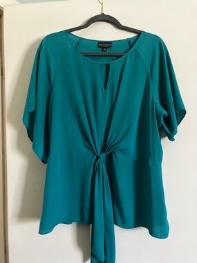 BOLD elements Teal Tie-Front Blouse